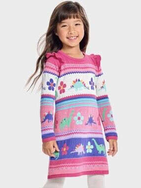 NWOT Gymboree Girls Dino Fairisle Sweater Dress Size 6